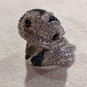 Cubic Zirconia Pave Koi Fish Cocktail Ring - Noir Jewelry